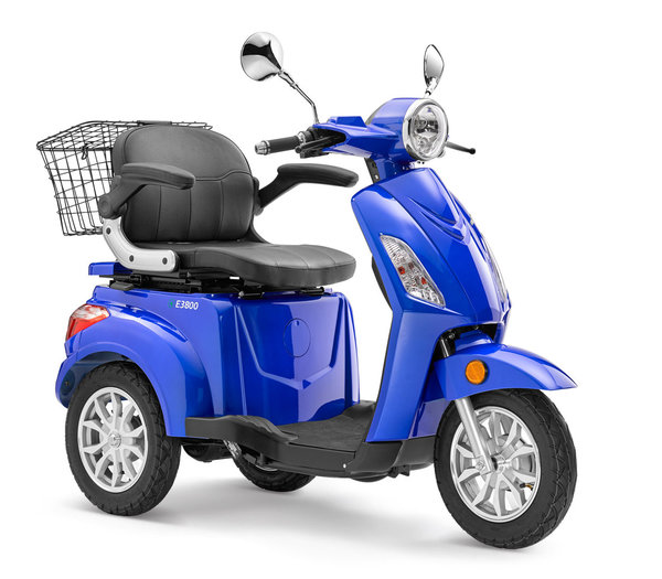E-Roller LuXXon E3800 - Elektro Dreirad für Senioren 800 Watt, 20 km/h, Reichweite bis zu 60KM blau