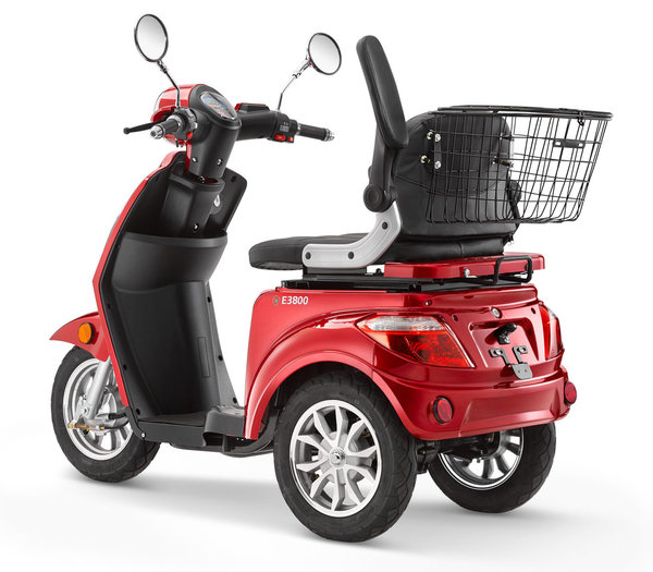 E-Roller LuXXon E3800 - Elektro Dreirad für Senioren mit 800 Watt, 20 km/h, Reichweite bis 60KM rot